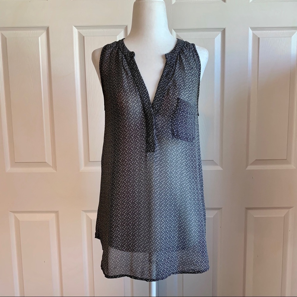Joie Silk Navy and Cream Sleevless Tank Blouse
